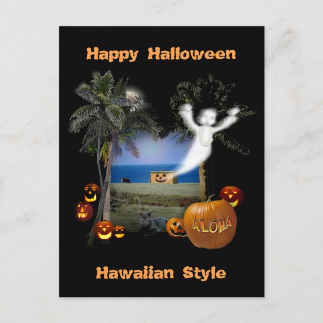 Happy Halloween Hawaiian Style Postkarte (Vorderseite)