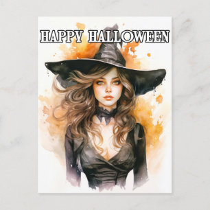 Happy Halloween   Herbst-Hexendarstellung Postkarte