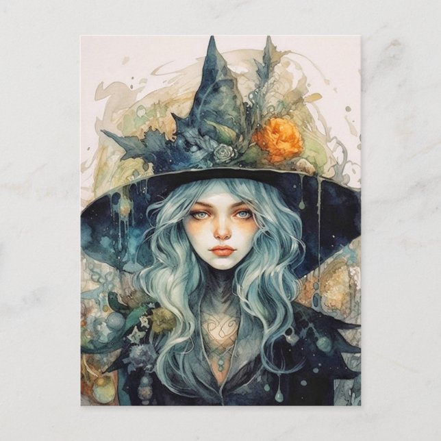 Happy Halloween | Herbsthexe Postkarte (Vorderseite)