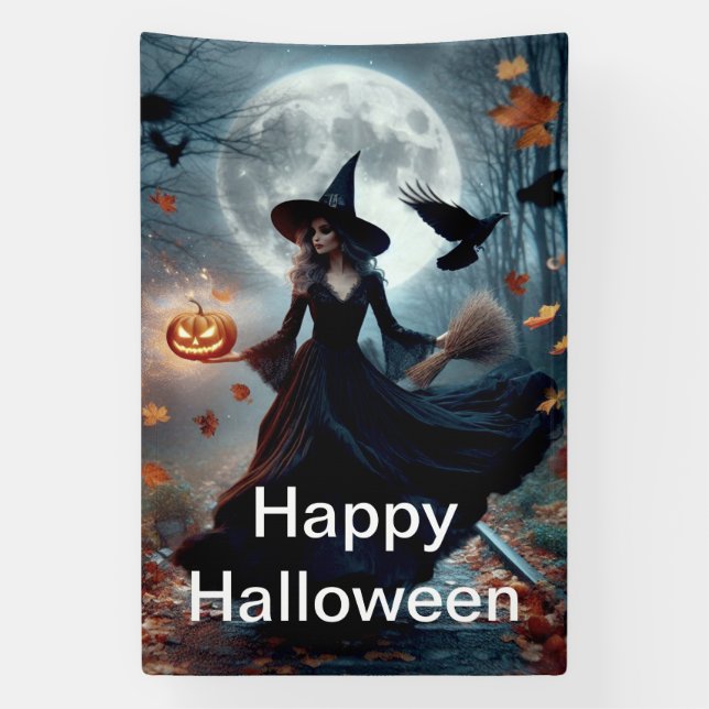 Happy Halloween Hexe Banner (Vertikal)