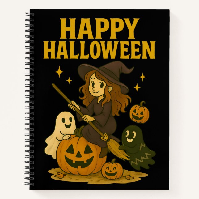 Happy Halloween Hexe Notizbuch (Vorderseite)