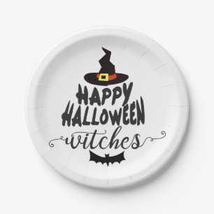 Happy Halloween Hexen Typografie Halloween Pappteller