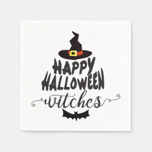 Happy Halloween Hexen Typografie Halloween Serviette