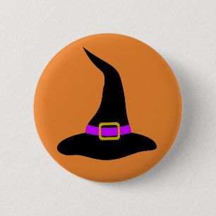 Happy Halloween Hexenhut Button
