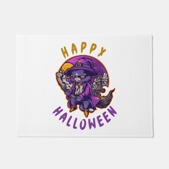Happy Halloween Hexenkatze Fußmatte (Vorderseite)