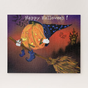 Happy Halloween Hexenkürbis mit Broom Puzzle