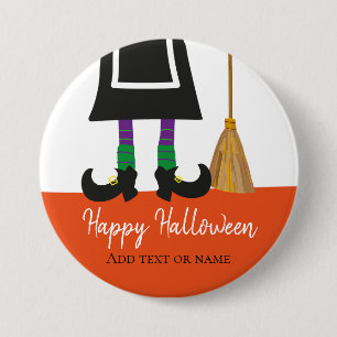 Happy Halloween HexenLegs & Broom Personalisiert Button