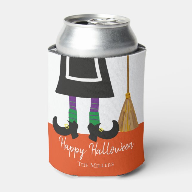 Happy Halloween HexenLegs & Broom Personalisiert Dosenkühler (Kanne Vorderseite)