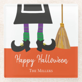 Happy Halloween HexenLegs & Broom Personalisiert Glasuntersetzer