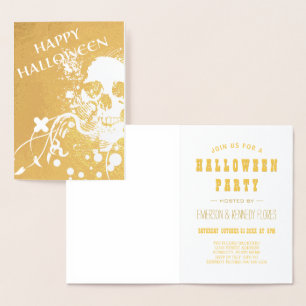 Happy Halloween HiFi Skeleton Gold Foil Folienkarte