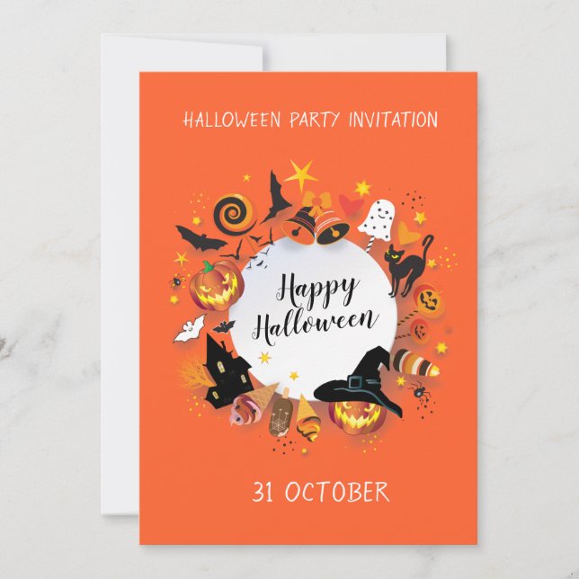 Happy Halloween Holiday Party Trendy Design Einladung (Vorderseite)