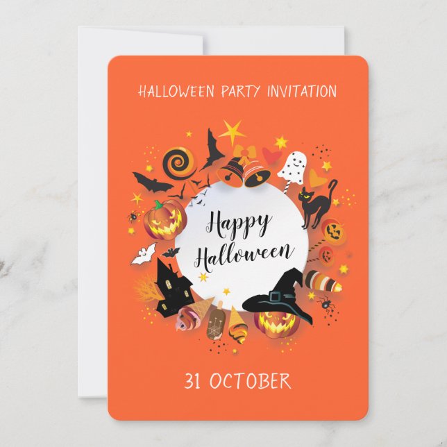 Happy Halloween Holiday Party Trendy Design Feiertagskarte (Vorderseite)