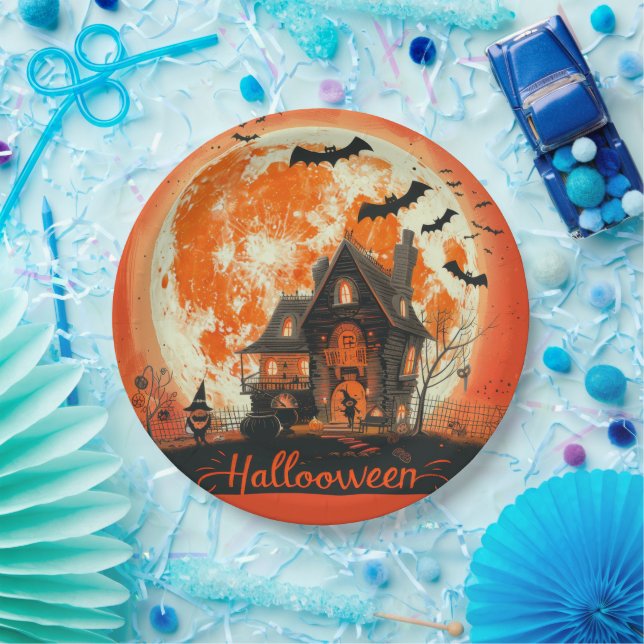 Happy Halloween House Niedlich & Festivals Hallowe Pappteller (Party)