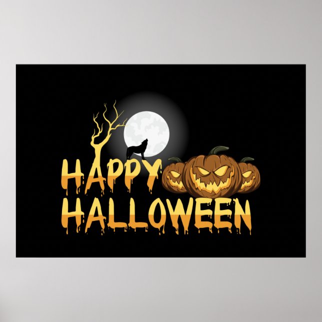 Happy Halloween Howling Wolf Poster (Vorne)