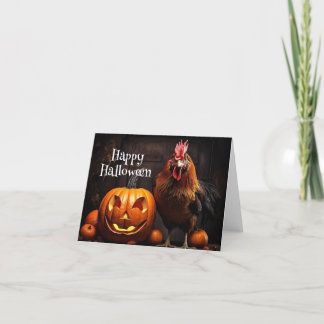 Happy Halloween Hühnerrooster Pumpkin Farm Paper Karte