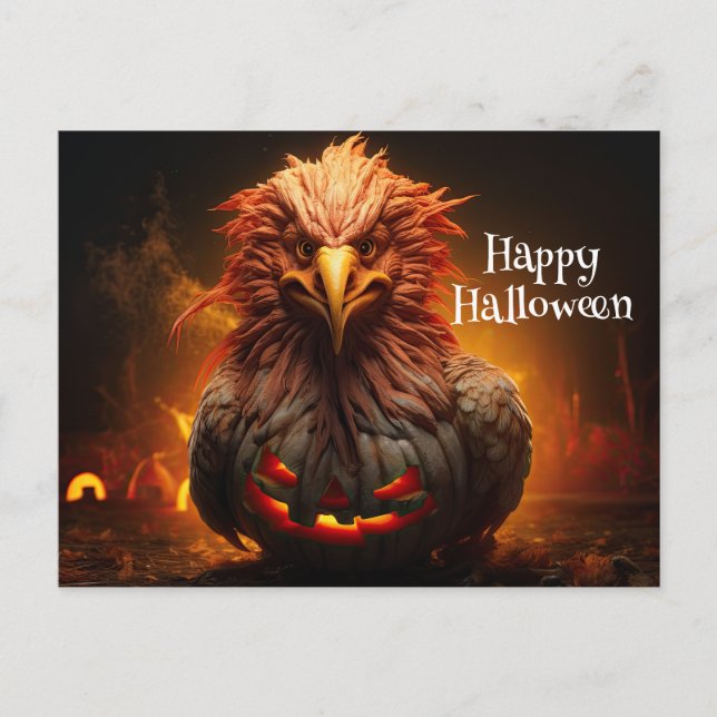 Happy Halloween Hühnerrooster Pumpkin Farm Paper Postkarte (Vorderseite)