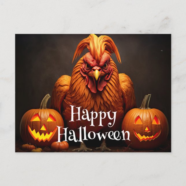 Happy Halloween Hühnerrooster Pumpkin Farm Paper Postkarte (Vorderseite)