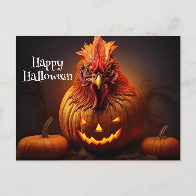 Happy Halloween Hühnerrooster Pumpkin Farm Paper Postkarte (Vorderseite)