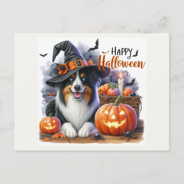 Happy Halloween Hund Liebhaber Urlaub Postkarte (Vorderseite)
