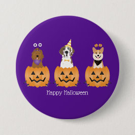 Happy Halloween Hunde in Pumpkins Button
