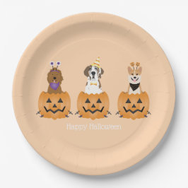 Happy Halloween Hunde in Pumpkins Pappteller