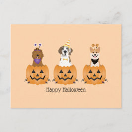 Happy Halloween Hunde in Pumpkins Postkarte