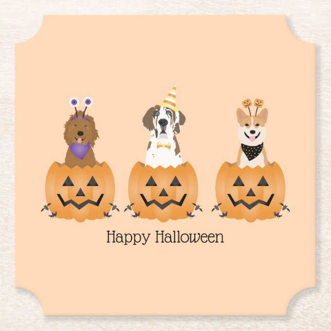 Happy Halloween Hunde in Pumpkins Untersetzer (Vorderseite)