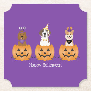 Happy Halloween Hunde in Pumpkins Untersetzer