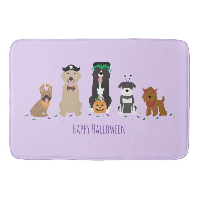 Happy Halloween Hunde Lila Badematte (Vorderseite)