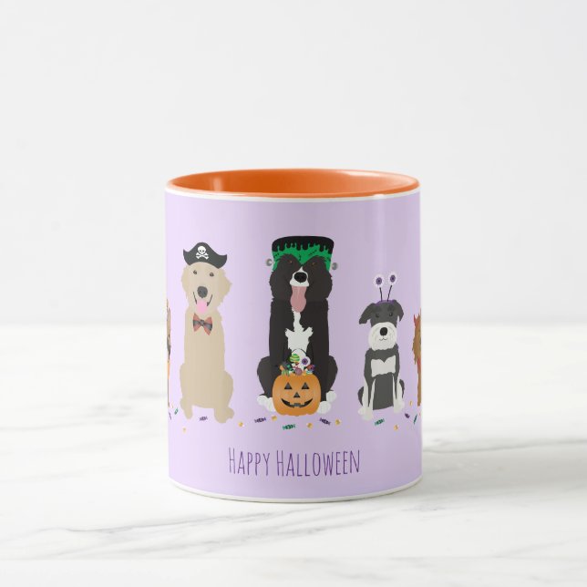 Happy Halloween Hunde Lila Tasse (Zentrum)