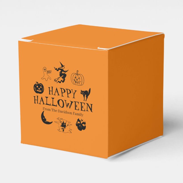 Happy Halloween individuelle Name Orange Leckerei Geschenkschachtel (Vorderseite)