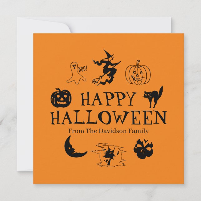 Happy Halloween individuelle Name Schwarz-Orange-K (Vorderseite)