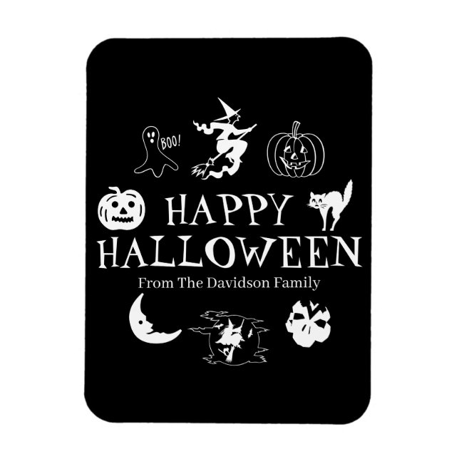 Happy Halloween individuelle Name schwarz spooky Magnet (Vertikal)
