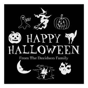 Happy Halloween individuelle Name schwarz spooky Poster
