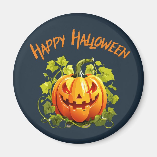 Happy Halloween Jack-O-Lantern auf Wein Magnet (Vorne)