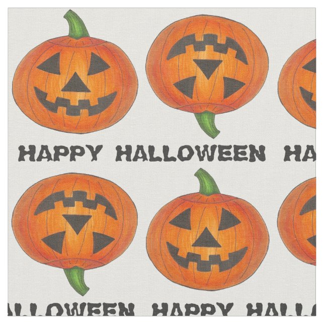 Happy Halloween Jack o' Lantern Carved Pumpkin Stoff (Nahaufnahme)