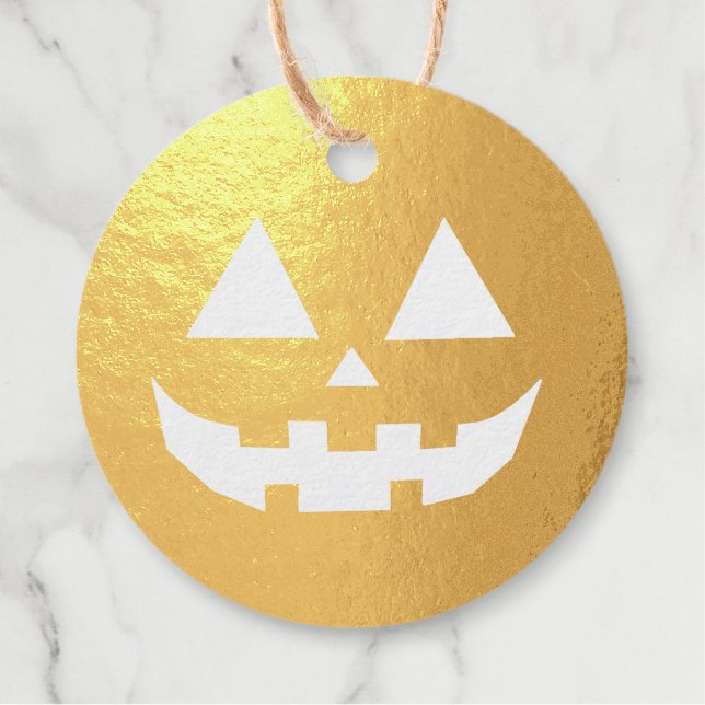 Happy Halloween Jack-o'-Lantern Face 3-Neon Orange Geschenkanhänger (Vorderseite)