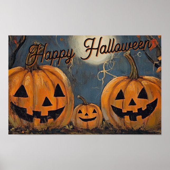Happy Halloween Jack O' Lantern Glow Poster (Vorne)