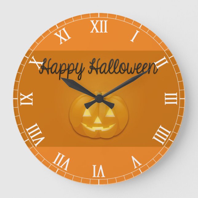 Happy Halloween Jack O Lantern Große Wanduhr (Vorderseite)