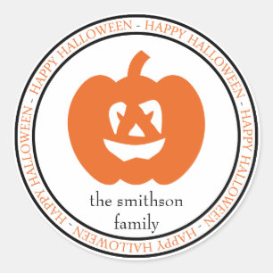 Happy Halloween Jack-O-Lantern (schwarz / orange) Runder Aufkleber