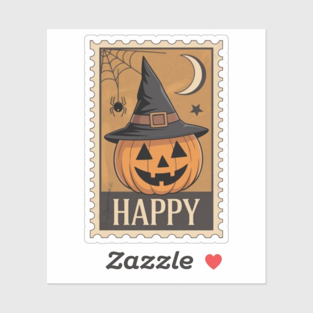 Happy Halloween" Jack-o'-Lantern Witch Hat Stamp Aufkleber (Blatt)