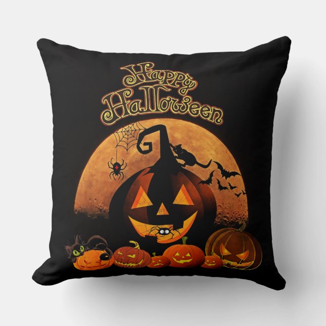 Happy Halloween Jack O' Lanterns Kissen (Vorderseite)