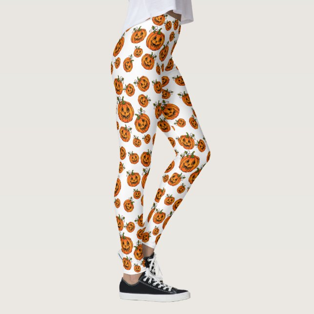 Happy Halloween Jack-o-Laternen Kürbis Leggings (Rechts)