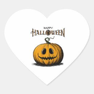 Happy Halloween Jack O'Lantern Adult Orange Tshirt Herz-Aufkleber