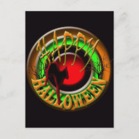 Happy Halloween Katze und Mond POSTCARD