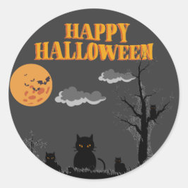 Happy Halloween - Katzen Runder Aufkleber