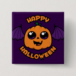 Happy Halloween Kawaii Pumpkin Spooky Cuteness Button