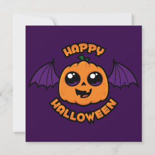 Happy Halloween Kawaii Pumpkin Spooky Cuteness Karte