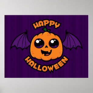 Happy Halloween Kawaii Pumpkin Spooky Cuteness Poster