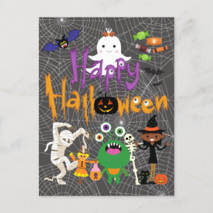 Happy Halloween Kids Niedlich und Spooky Postkarte